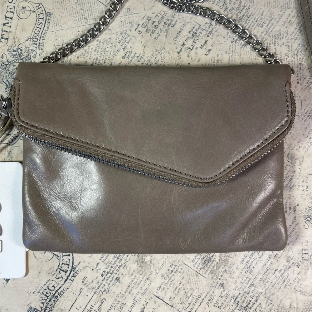 HOBO Daria NWT Tan Leather Convertible Crossbody Clutch Foldover Bag